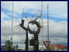 Murcia new part 01 - there are many traffic circles in the modern parts just North of the city center , many of them have sculptures in the middle.